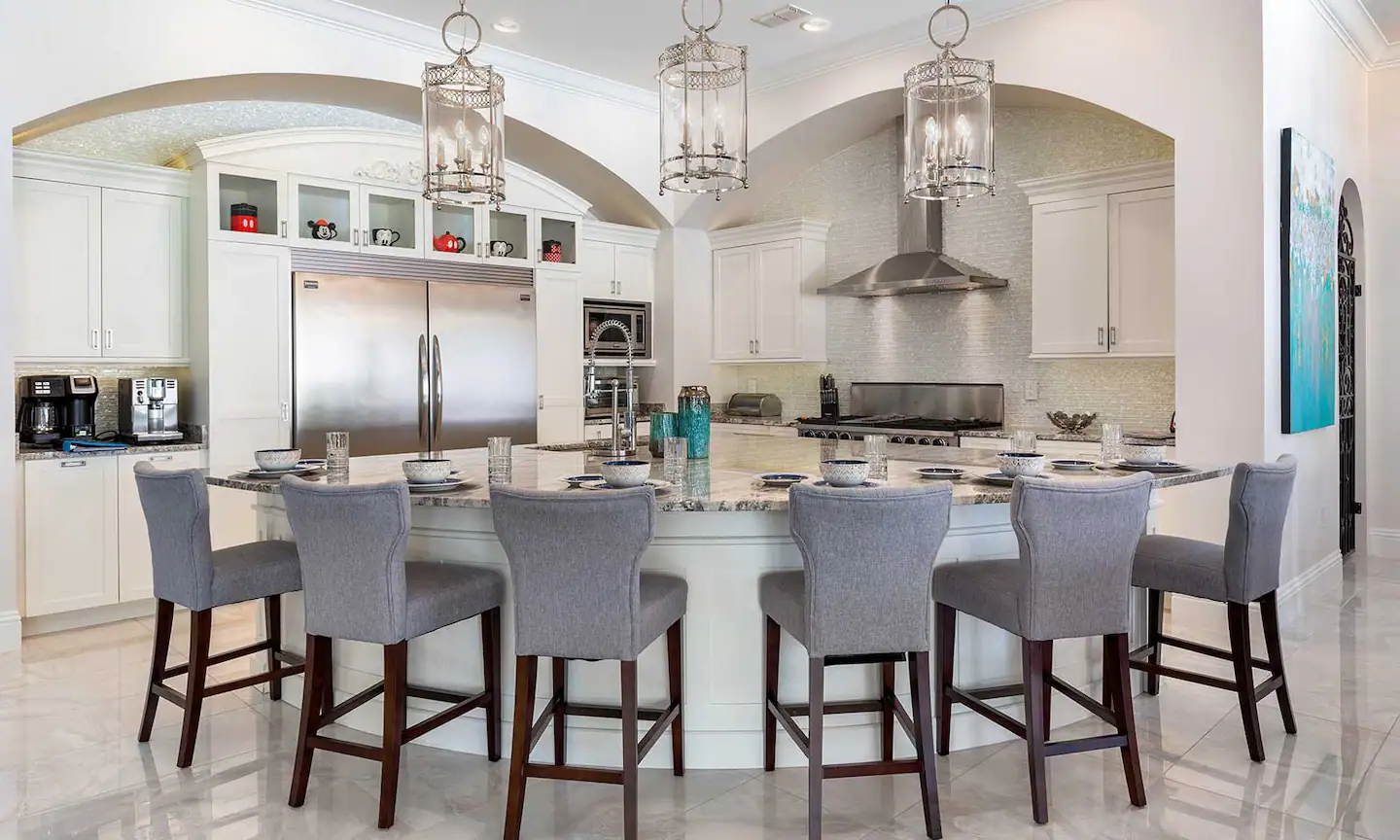 Spacious kitchen and dining area.