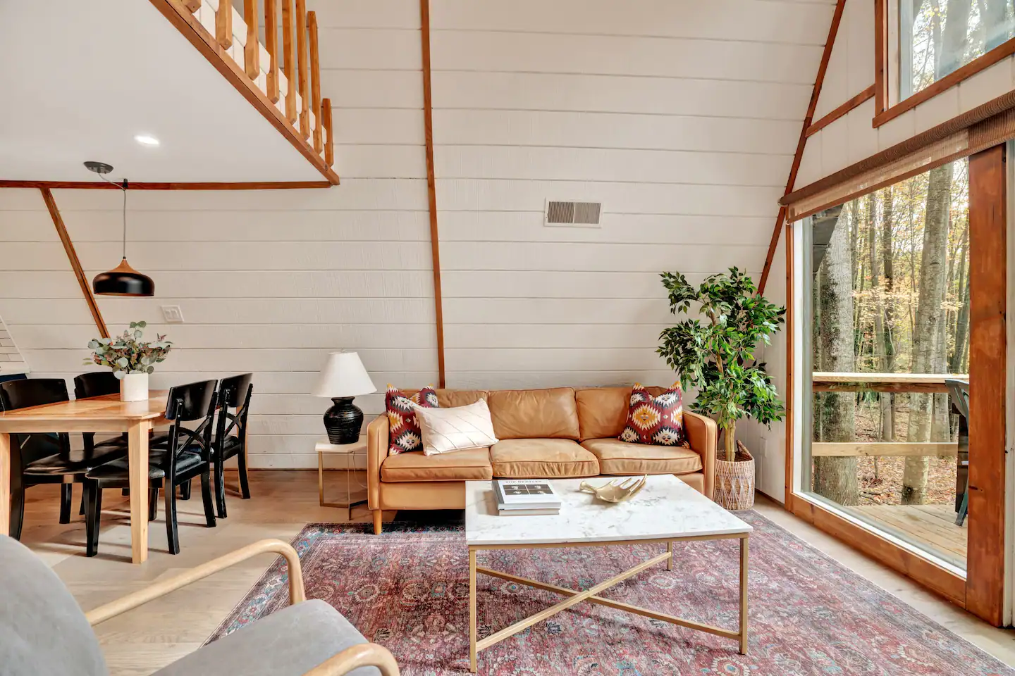 A massive sofa to snuggle while watching tv or just gazing and admiring the outside views.