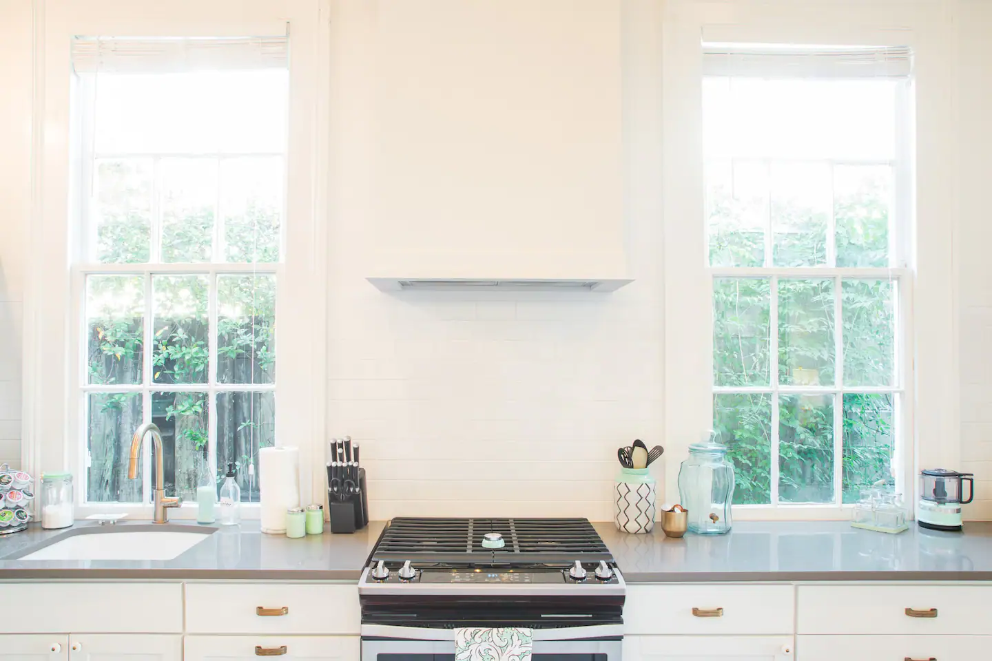 Fully stocked open kitchen